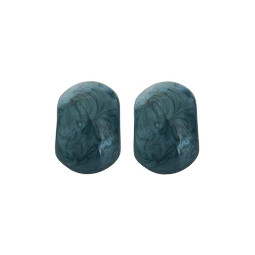 Impasto style oval earrings - teal blue