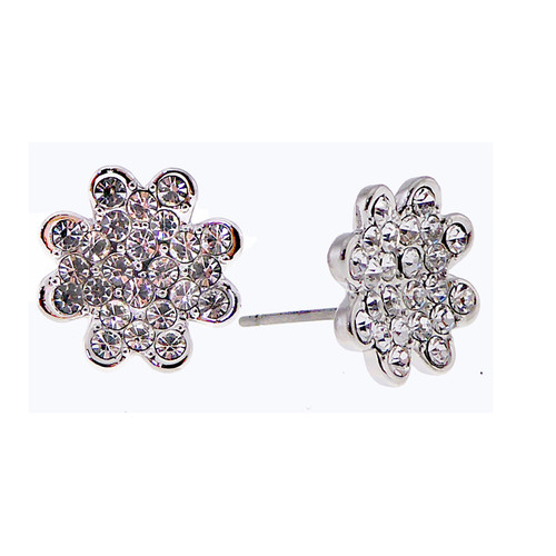 Clover leaf with diamante stud earrings on posts