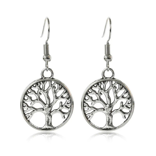 Tree of Life silver colour earrings on hooks