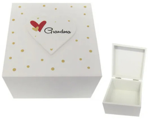 Gift Box with hinged lid and heart motif with Grandma