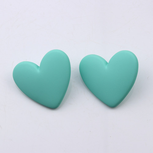 Big heart shaped stud earring on post - light seafoam green