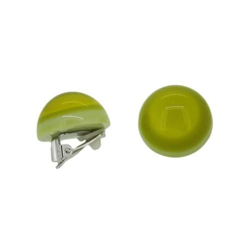 colourful bead clip on earring - lime green
