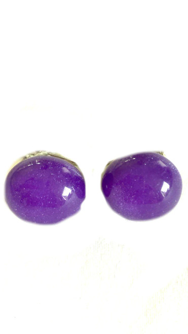 Colourful bead clip on earrings - purple
