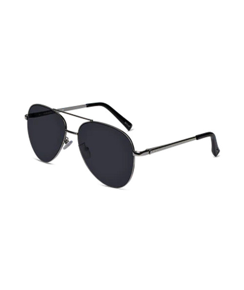 Sunglasses - Palm Beach shiny silver colour metal frame, smoke lens