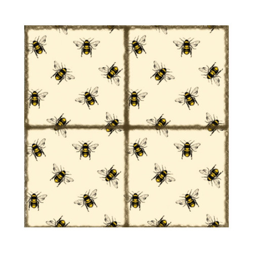 Ceramic trivet with honey bee print