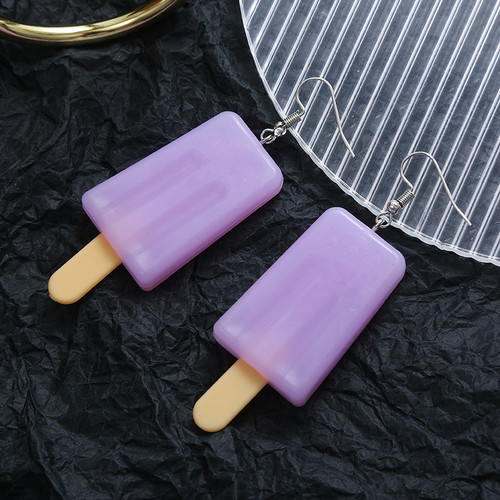 ice block on stick hook earrings - Purple