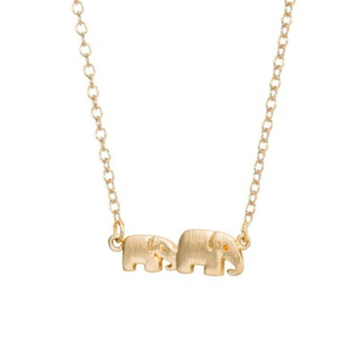 necklace with two small elephants - gold coloured