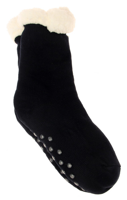 Warm fleece socks with non-slip soles - navy colour socks (comes in med or large