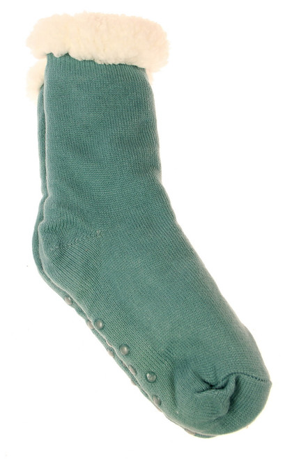 Warm fleece socks with non-slip soles - teal socks