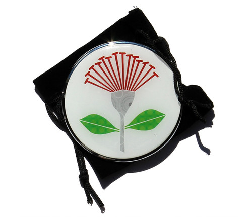 Compact Mirror - Pohutukawa flower design