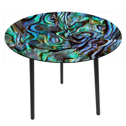 Paua pattern glass top low table