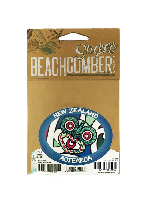 NZ sticker Tiki Mask - 9cm