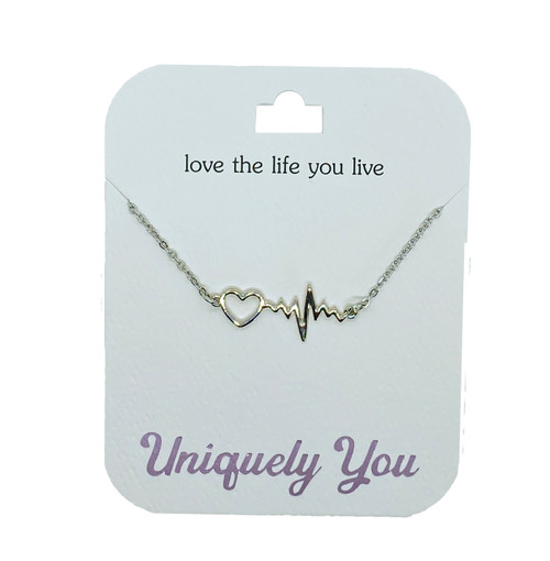 Love the life you live pendant on silver coloured chain