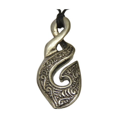 Twist or infinity (Pikorua) Pewter pendant on cord