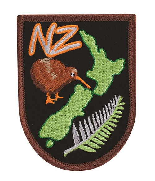 Iron on Patch - NZ Map, Kiwi, Fern