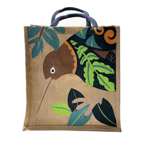 Hessian Bag Kiwi and leaves