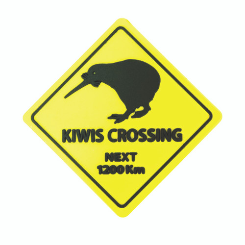 NZ Fridge Magnet - Kiwi crossing next 1200km