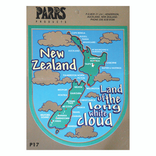 NZ sticker foil with NZ Map and locations