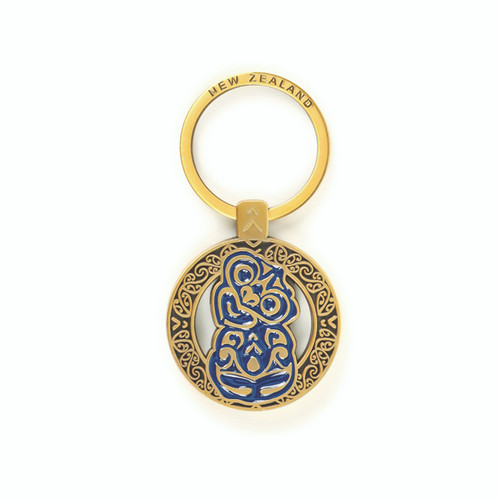 NZ Keyring - metal gold colour antique style Tiki