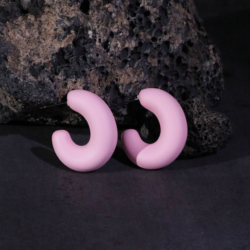 Pale Pink 3/4 hoop tapered earrings