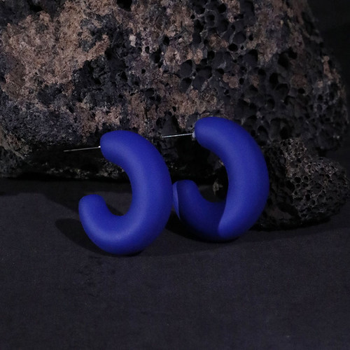 Royal Blue 3/4 hoop tapered earrings