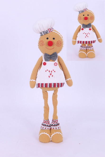 Gingerbread Cook with candy cane apron and telescopic legs