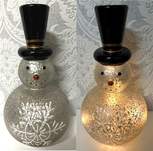 Frosted glass Snowman with LED light, Christmas Ornament