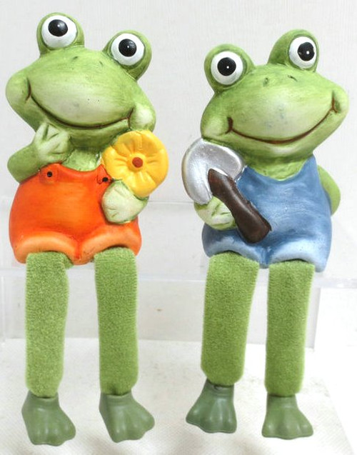 Sitting Frog with dangly legs (orange or blue) price per each