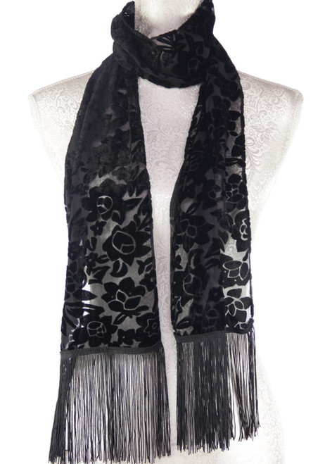 Black flowers Burnout scarf