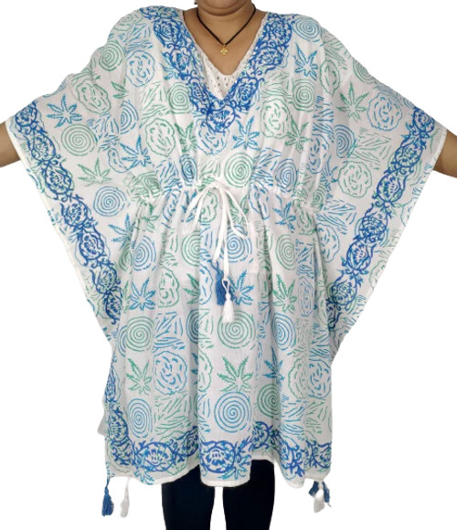 White and blue patterned kaftan