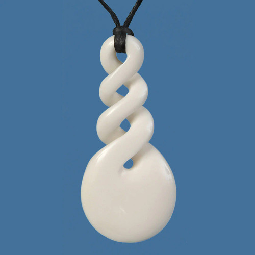 hand carved Bone triple twist pendant