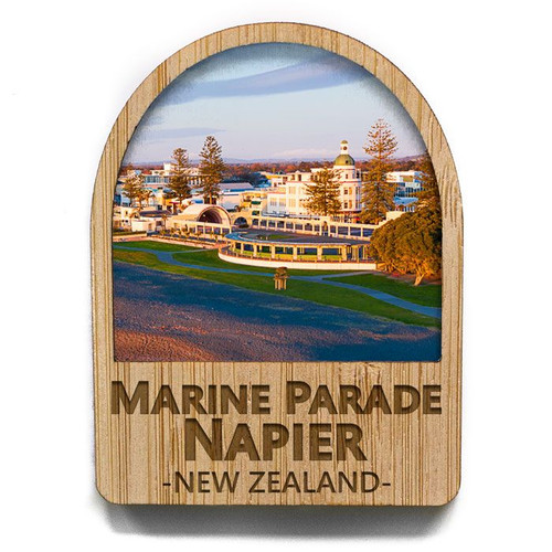 "Marine Parade" Napier, New Zealand - Arch Shape fridge magnet