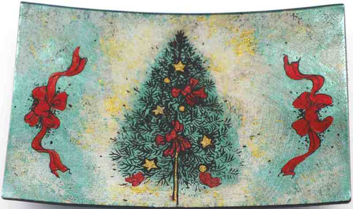 Christmas tree glass plate 23 x 15 cm