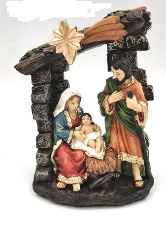 Christmas Nativity in stone building 16 x 10 cm