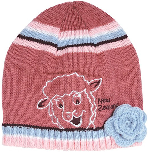 NZ Beanie - Sheep Face on Pink (Childs Size)