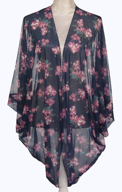 Leigh Shrug Cape Navy Floral