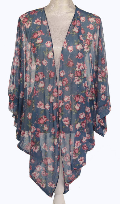 Leigh Shrug Cape Floral - Blue