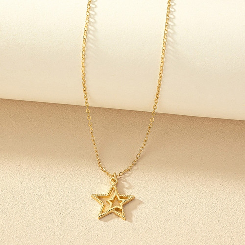 Double stars necklace gold coloured