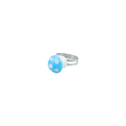 Blue mushroom with white spots as ring