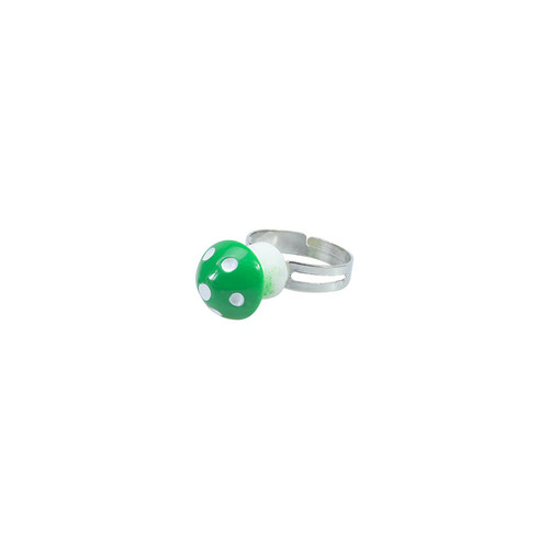 Green mushroom with white spots as ring