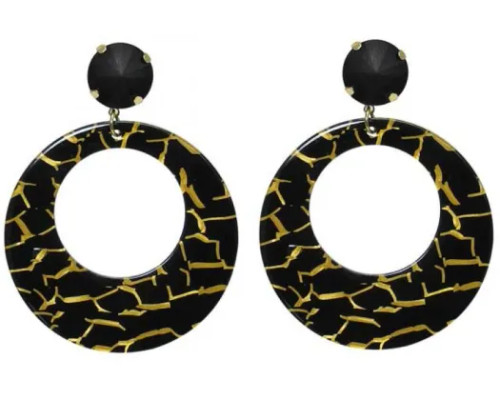 Giraffe Print hoop earrings hung from black stud