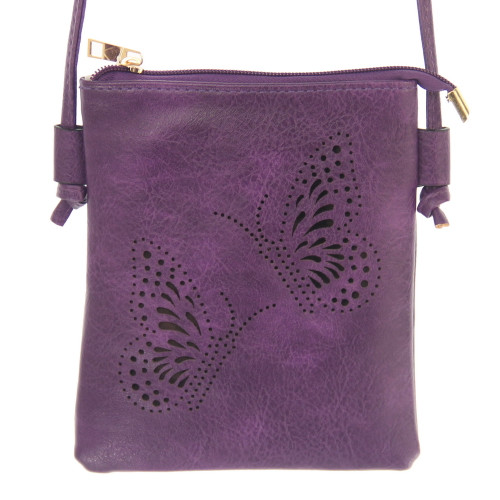 Shoulder bag with butterfly cut out pattern - purple