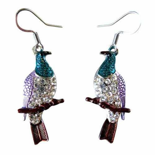 NZ Kereru drop earrings on hooks