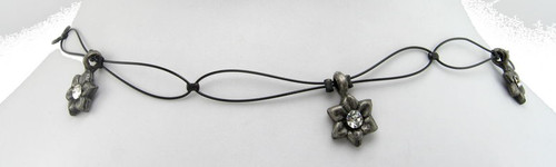 Black Choker With Flowers and Crystals