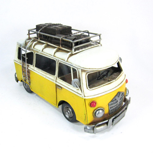 retro style metal Yellow Combi Van