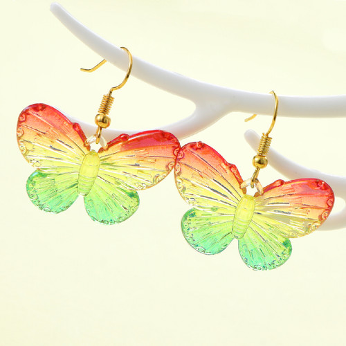 transparent multi colour butterfly earring on hook