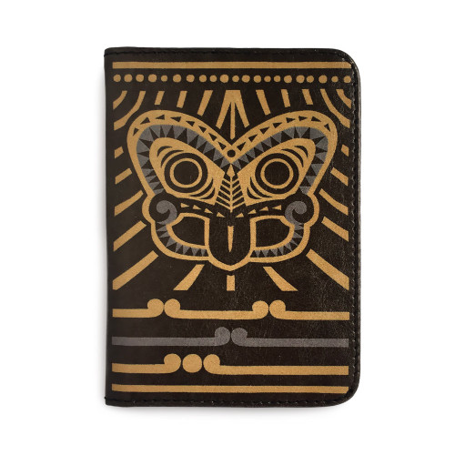 Black and Gold passport holder with tiki design
