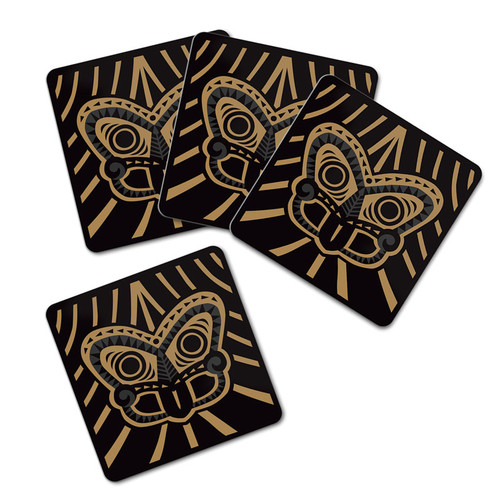 Black and gold NZ tiki coaster set