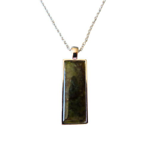 Sterling silver with New Zealand Greenstone Rectangular Pendant
