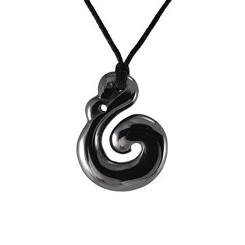 Hematite Manaia pendant on cord